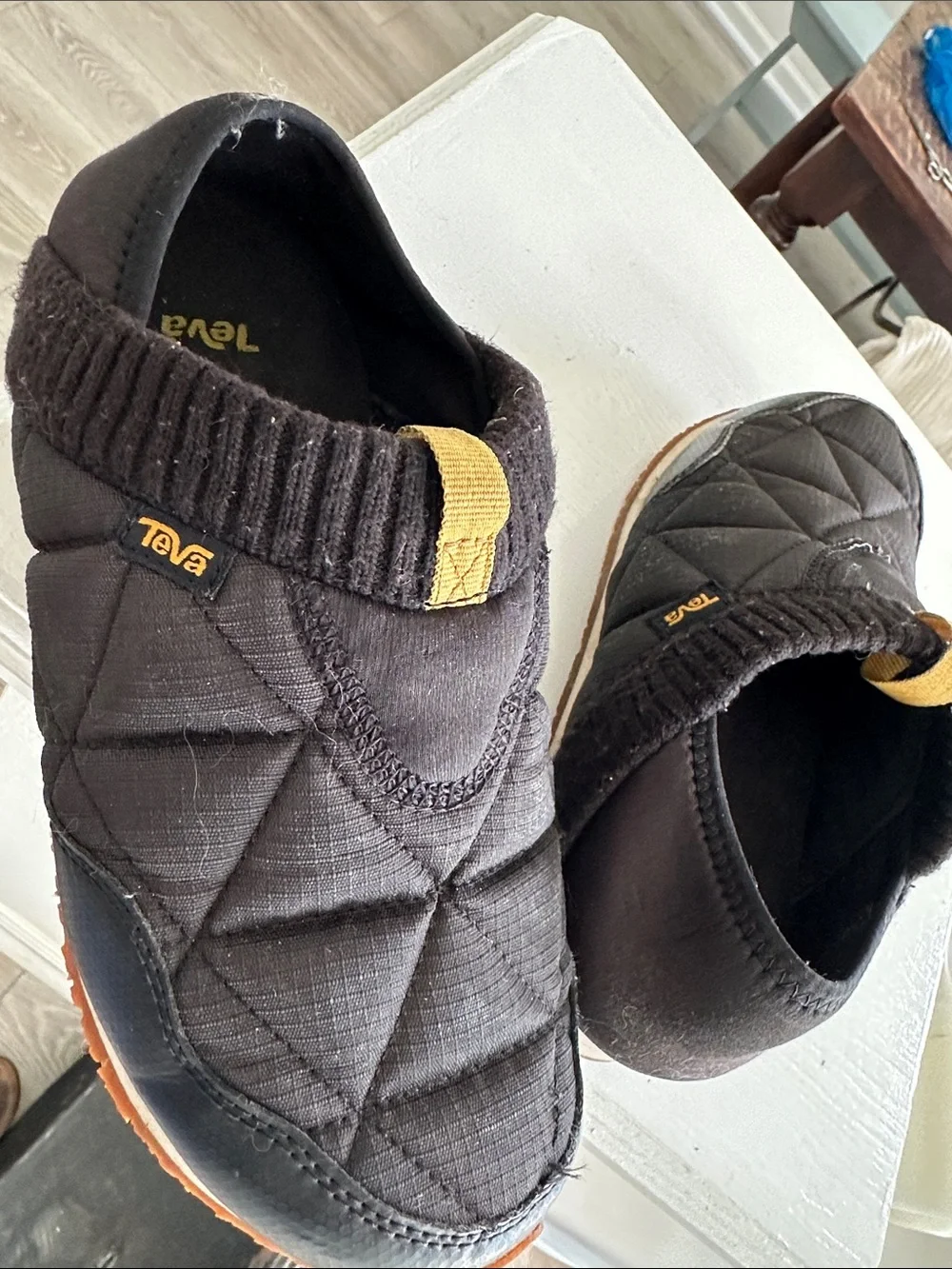 Teva Quilted Slip-On Shoe in Black with Brown Sole - Picture 2 of 3